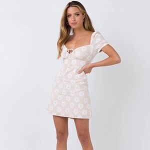 Princess Polly Shelly Mini Dress Beige size small 10‎ NWT